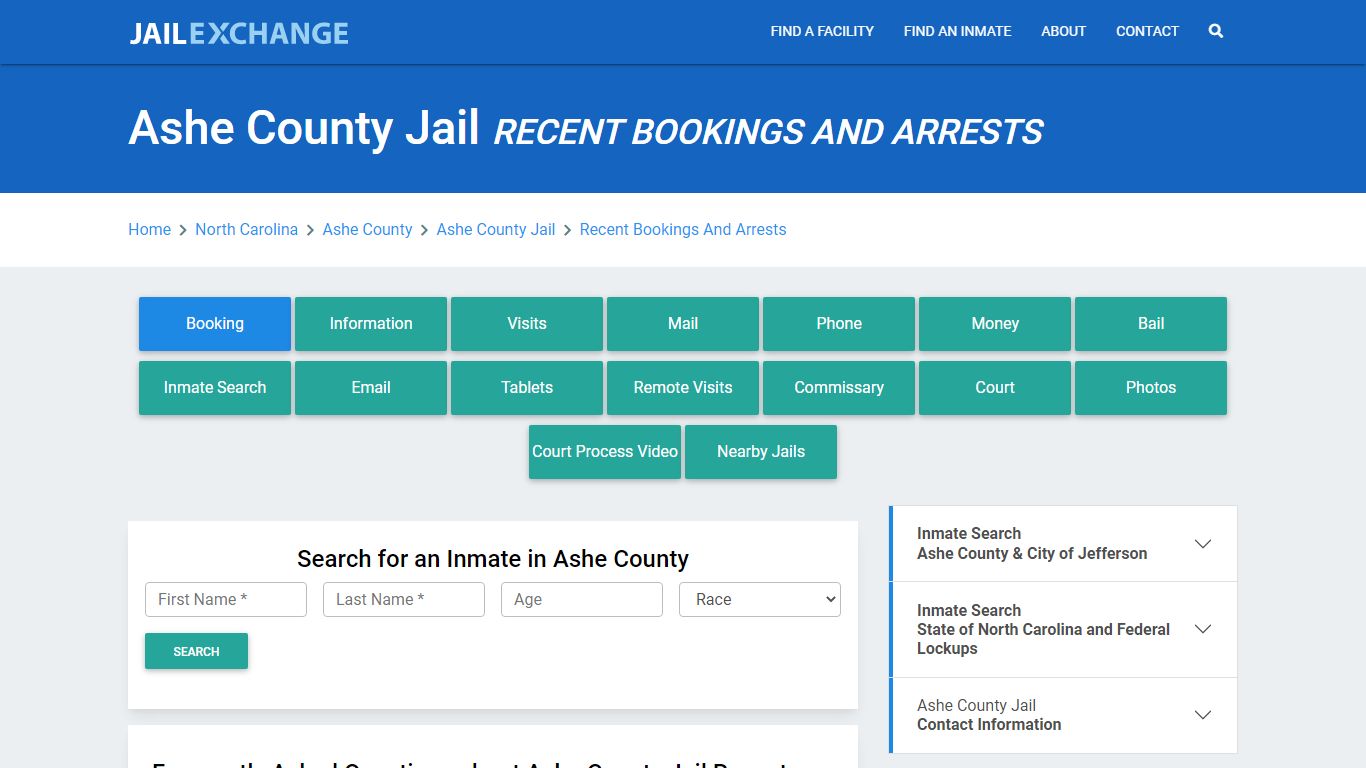 Ashe County Jail Recent Bookings And Arrests - Jail Exchange